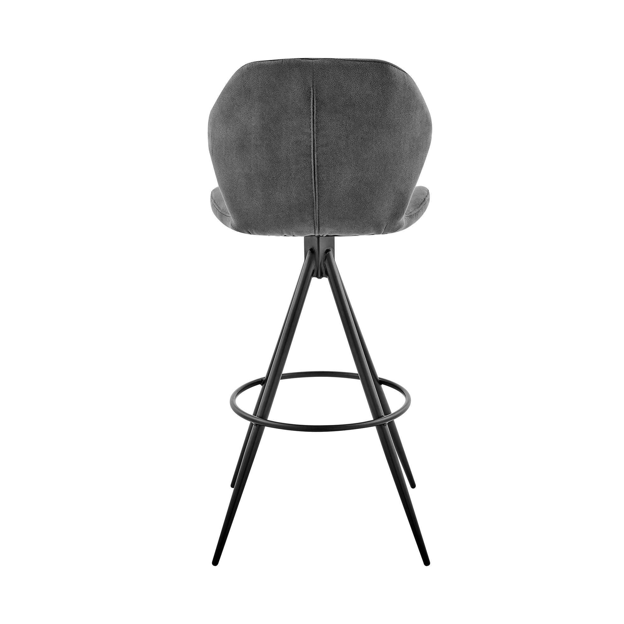 39" Iron Counter Height Bar Chair - Charcoal / Black