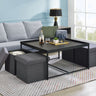 Vinny - Wood Grain Coffee Table Set With Raised Edges by Lilola Home | Bel Furniture