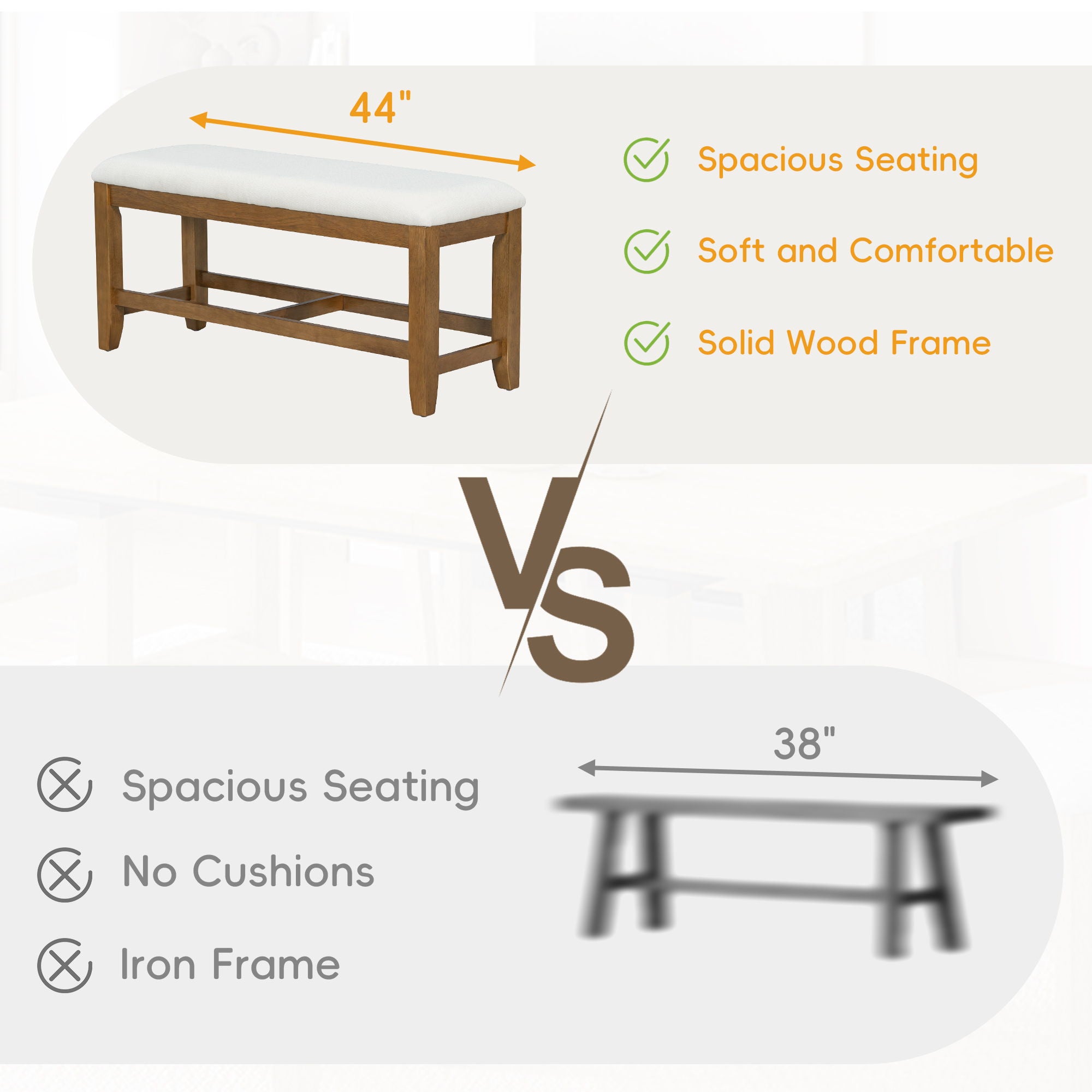 Topmax - 6 Piece Farmhouse Extendable Dining Table Set Trestle Kitchen Table Set With Removable Leaf And Upholstered Dining Chair And Bench For Dining Room