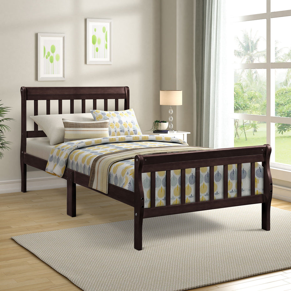 Platform Bed Frame Panel Bed Mattress Foundation Sleigh Bed With Headboard / Footboard / Wood Slat Support