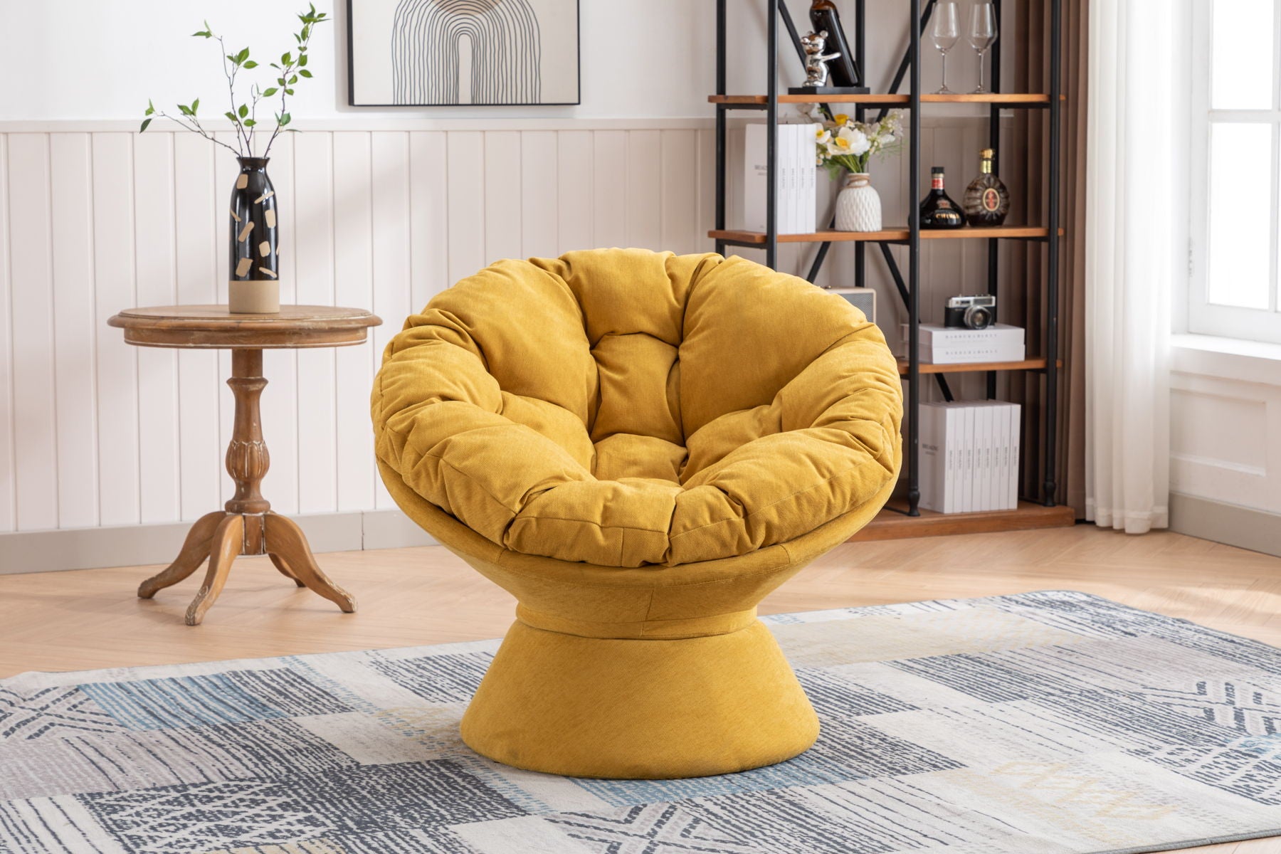 Oversized Swivel Accent Chair, 360 Swivel Barrel Chair, Papasan Chair For Living Room Bedroom