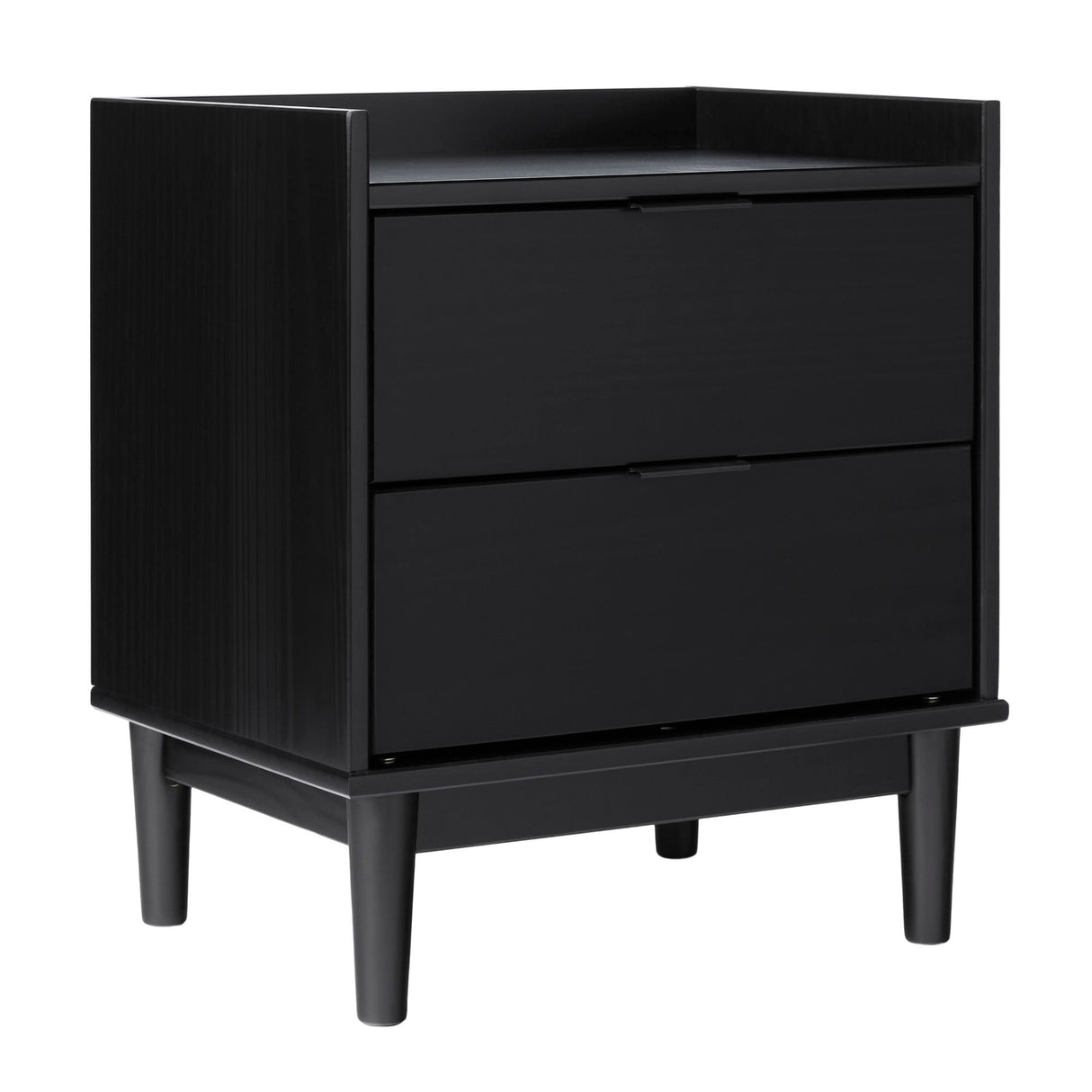 Mid-Century Modern 2 Drawer Nightstand Black by Walker Edison | Bel Furniture