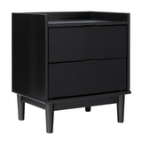 Mid-Century Modern 2 Drawer Nightstand Black by Walker Edison | Bel Furniture