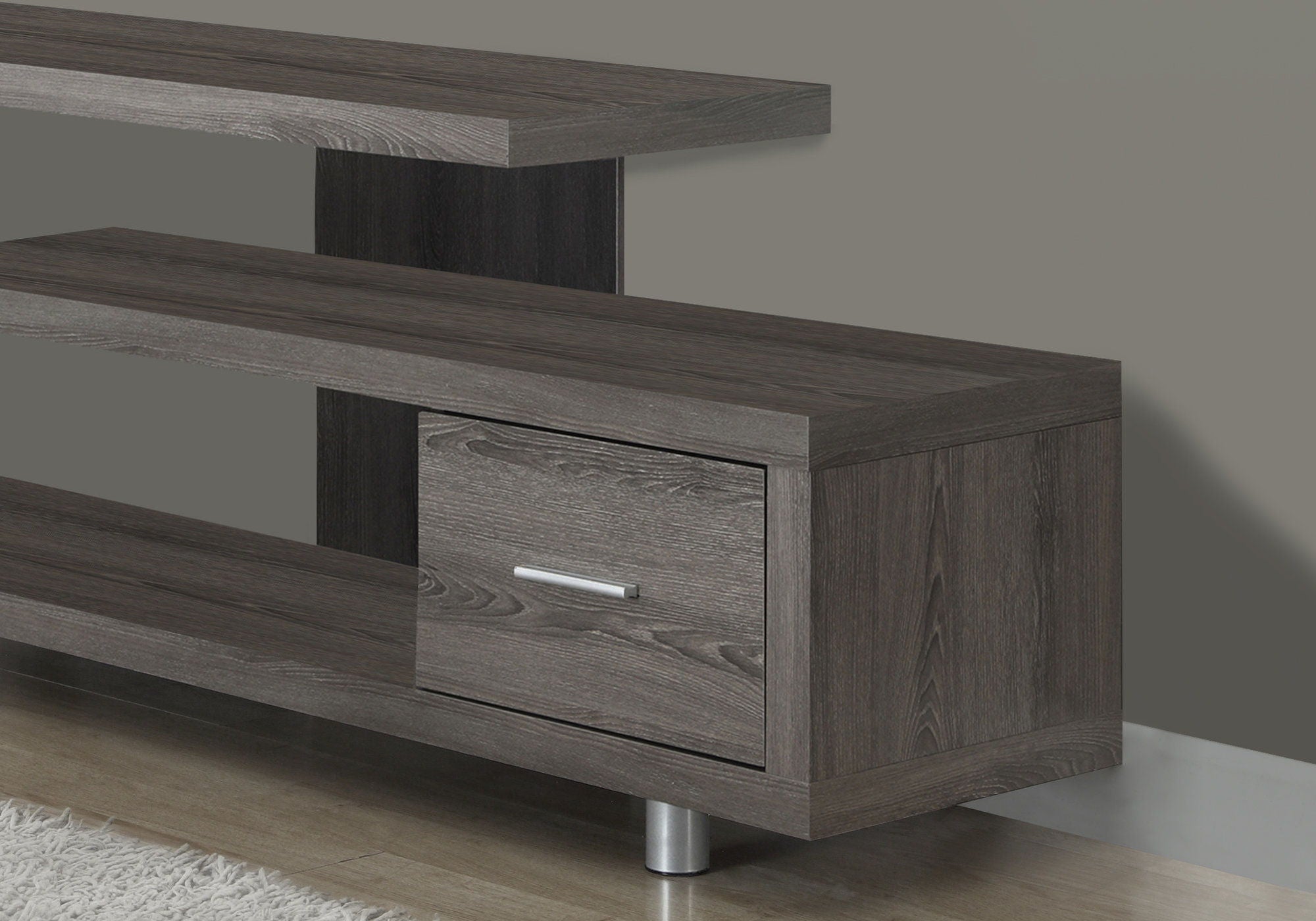 Open Shelving Entertainment Center - Deep Taupe