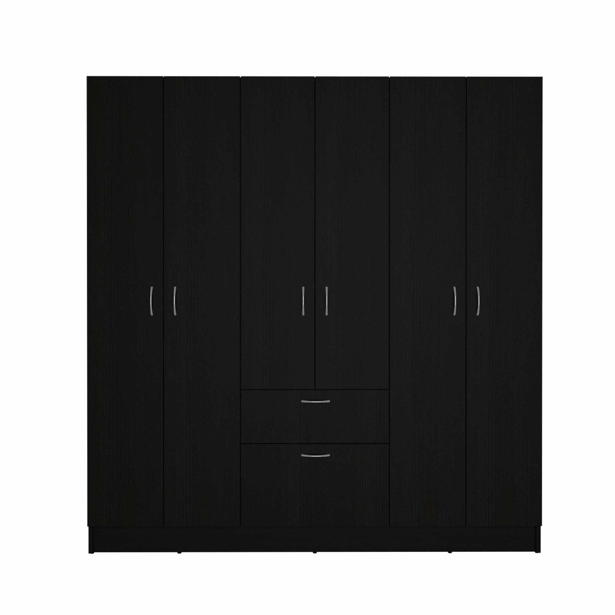 Tall Six Door Closet Wardrobe Center - Black / White