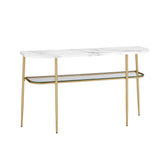 Modern Minimal Curved Faux Marble Entry Table - Gray / Gold by Walker Edison | Bel Furniture