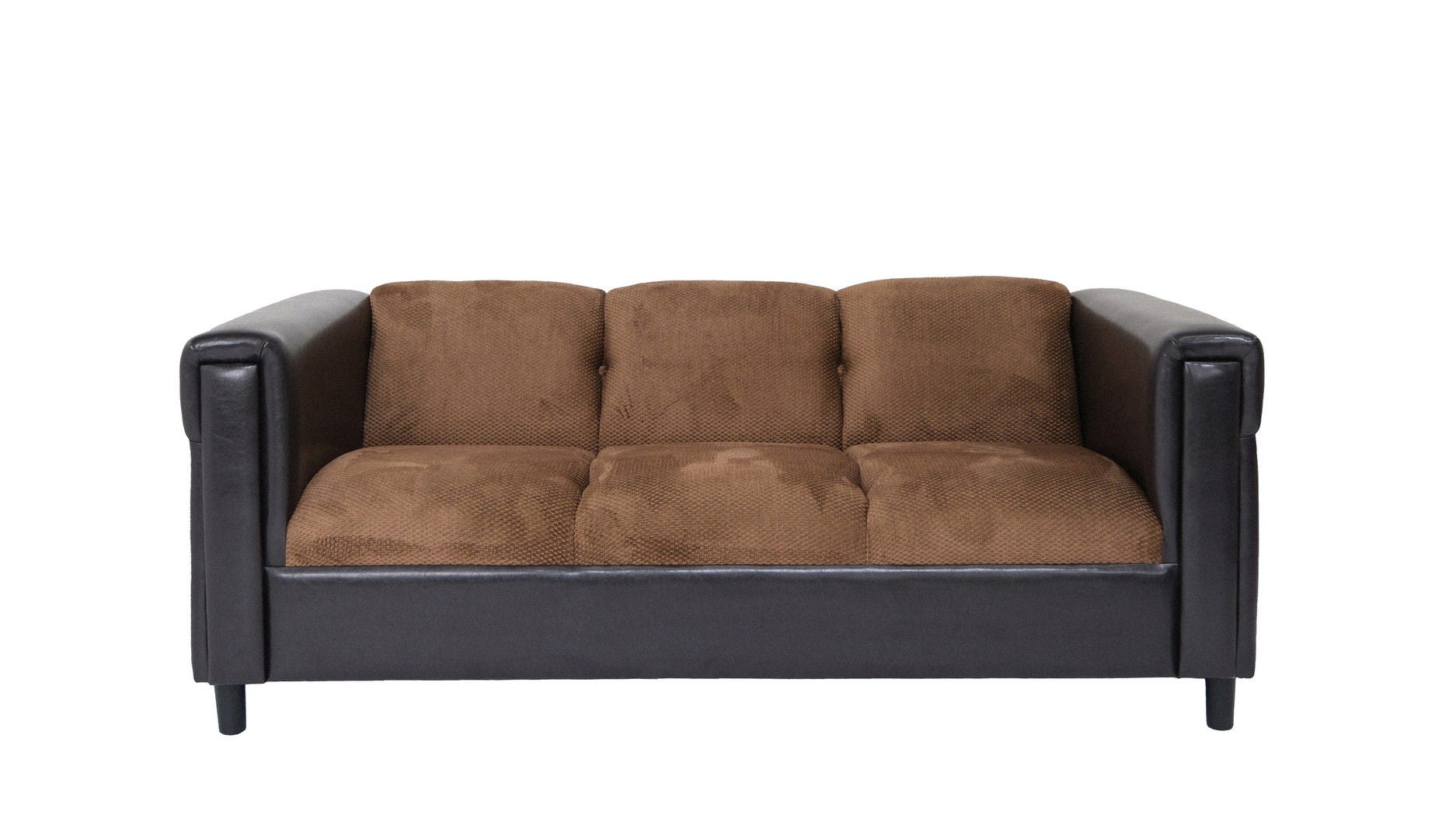 Chenille Sofa With Black Legs - Brown