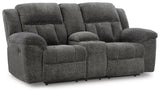 Frohn - Dbl Reclining Loveseat With Console Dark Gray by Signature Design by Ashley® | Bel Furniture