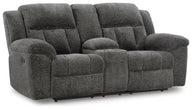 Frohn - Dbl Reclining Loveseat With Console Dark Gray by Signature Design by Ashley® | Bel Furniture