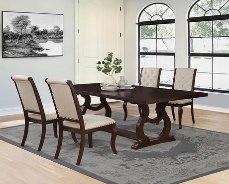 Brockway - Extension Leaf Dining Set Dark Brown 5 Pc. Table, 4 Chairs by CoasterEssence | Bel Furniture