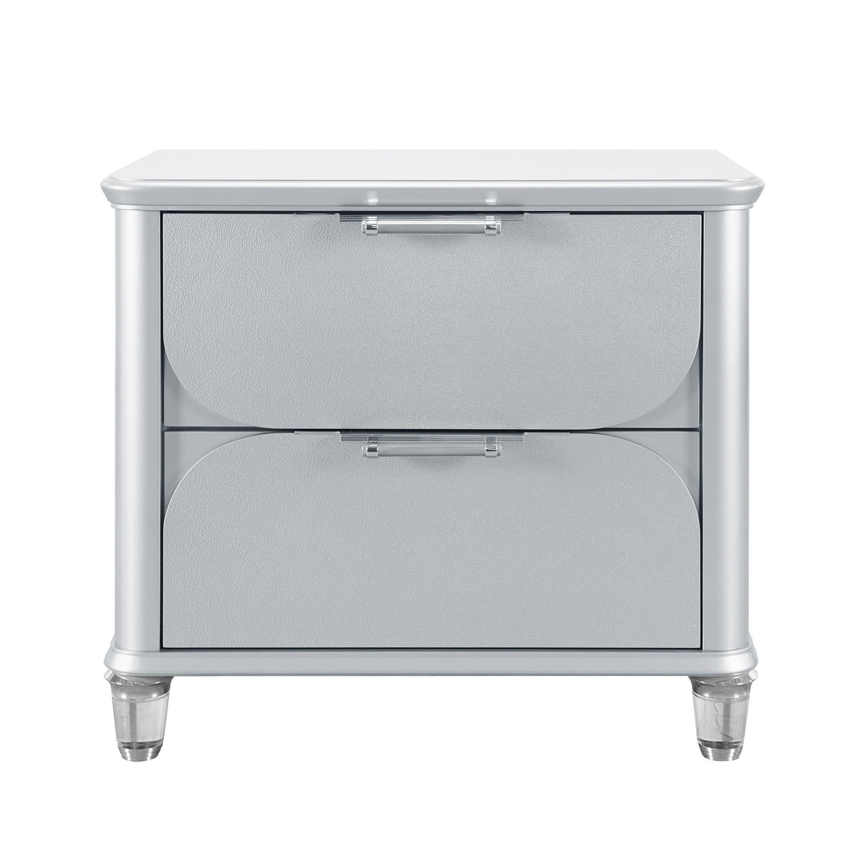 Laura - Nightstand With Sleek Frame And Fronts - Silver