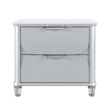 Laura - Nightstand With Sleek Frame And Fronts - Silver