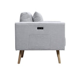 Easton - Linen Fabric Sofa With USB Charging Ports Pockets And Pillows by Lilola Home | Bel Furniture