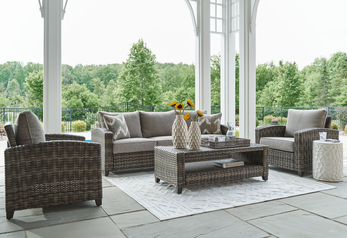 Oasis Court - Gray - Sofa, Chairs, Table Set (Set of 4) by Signature Design by Ashley® | Bel Furniture