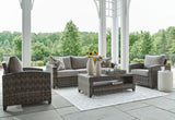 Oasis Court - Gray - Sofa, Chairs, Table Set (Set of 4) by Signature Design by Ashley® | Bel Furniture