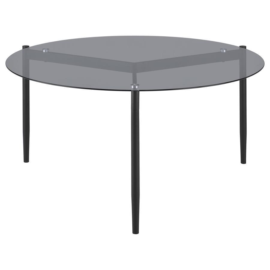 Rosalie - Round Smoked Glass Top Coffee Table - Sandy Black