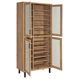 Teller - 4-Door Tall Shoe Storage Cabinet - Natural Oak by Coaster Fine Furniture | Bel Furniture