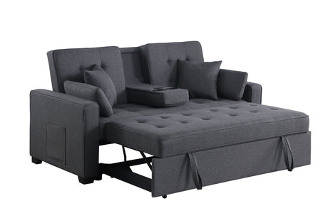 Cody II - Convertible Sleeper Loveseat With Cup Holder, Charging Ports and Pocket - Dark Gray - view 7