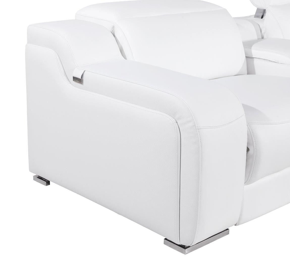 Italian Leather Power Reclining Eight Piece Corner Sectional With Console L Shaped - White