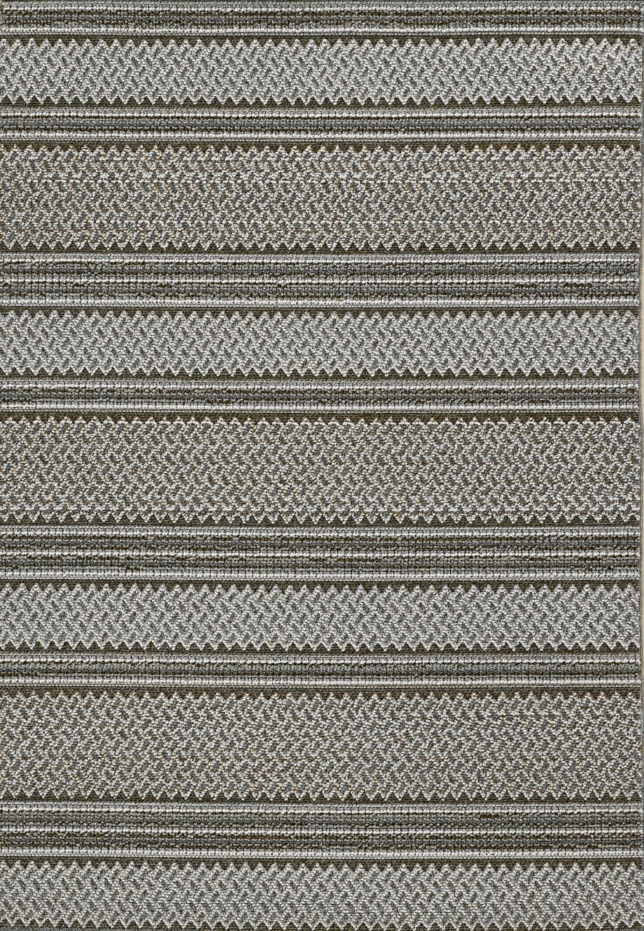 8' Machine Woven UV Treated Awning Stripes Indoor / Outdoor Runner Rug - Gray