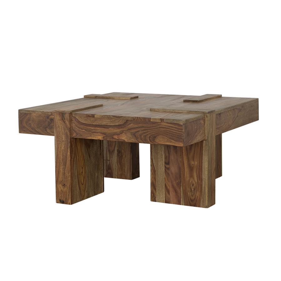 Samira - Square Solid Wood Coffee Table - Natural Sheesham by CoasterEssence | Bel Furniture