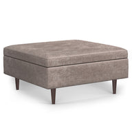 Shay - Large Square Coffee Table Storage Ottoman Mid-Century Style - view 5