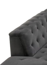 Mary - Velvet Tufted Chaise With 1 Accent Pillow - Dark Gray by Lilola Home | Bel Furniture