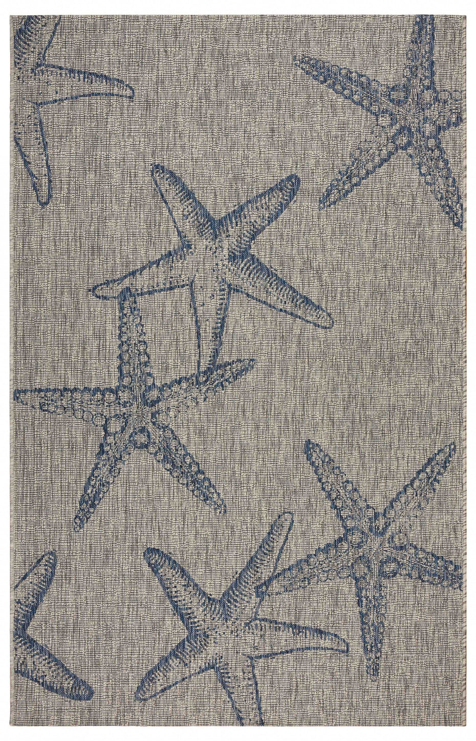 8' X 9' Starfish Indoor / Outdoor Area Rug - Blue / Gray