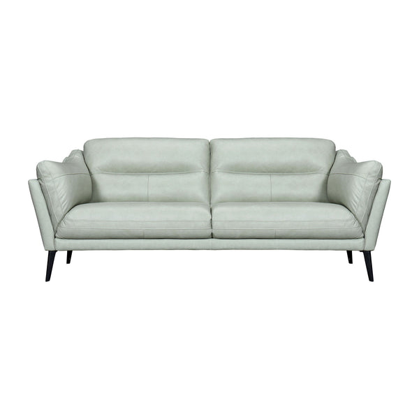 Leather Sofa With Black Legs - Mint Green