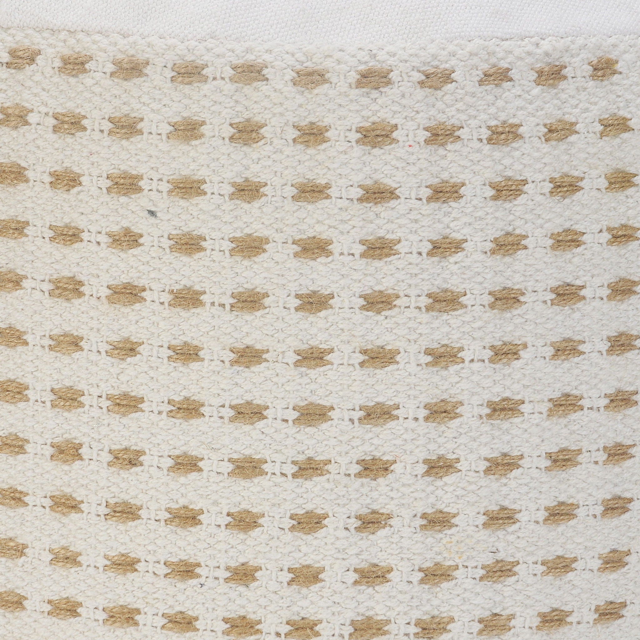 Jute Round Geometric Pouf Ottoman - White