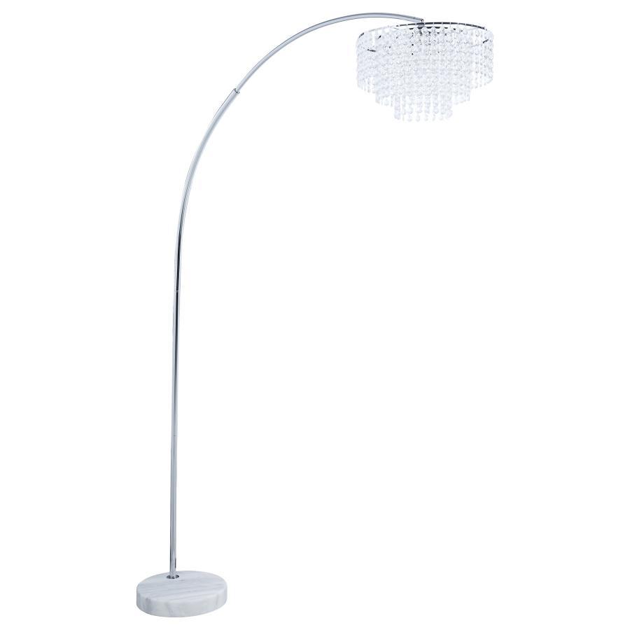 Shirley - Marble Base Floor Lamp - Chrome And Crystal