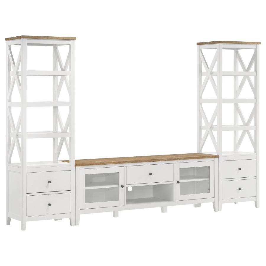 Hollis - 2 Door Wood TV Stand With Drawer - Brown And White by Coaster Fine Furniture | Bel Furniture
