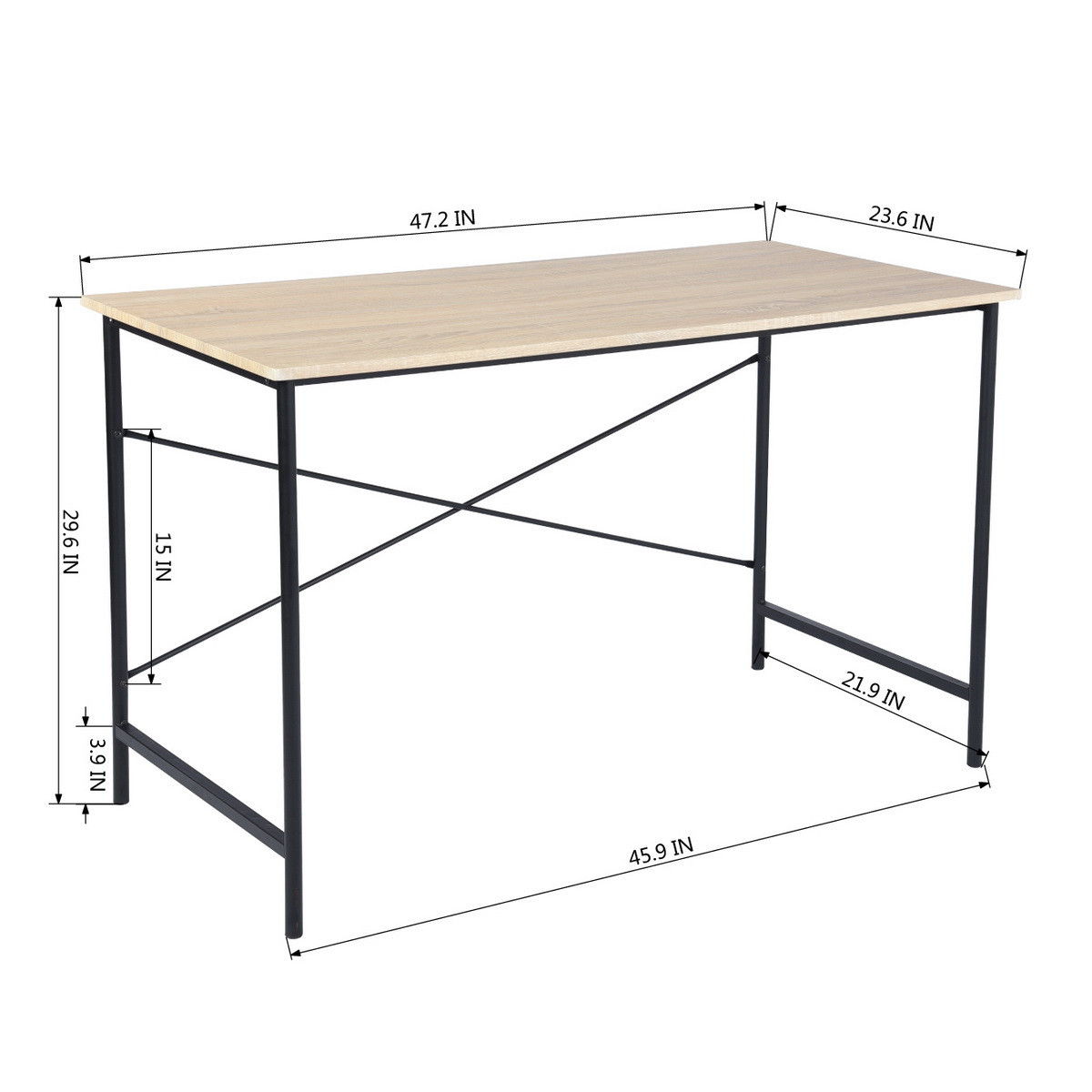 Modern Geo Oak Finish Work And Study Computer Table - Light Brown