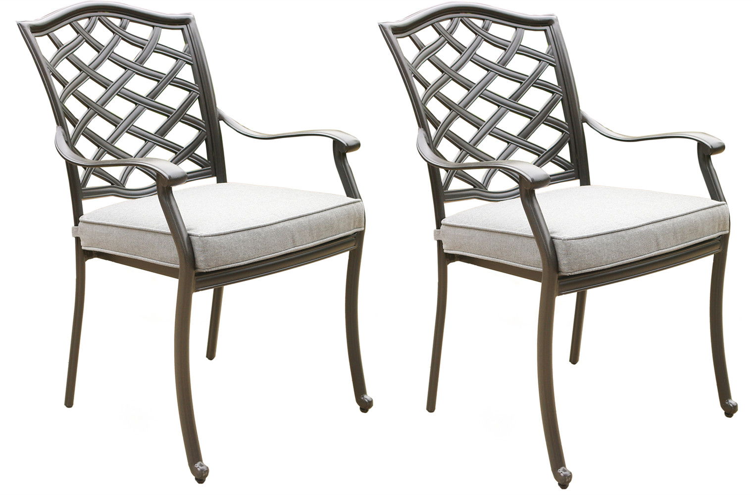 Outdoor Patio Aluminum Dining Arm Chair With Cushion (Set of 2)