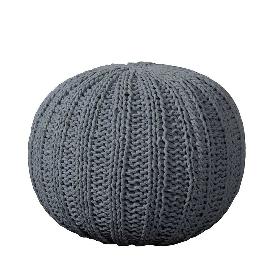 Cotton Round Ottoman - Gray