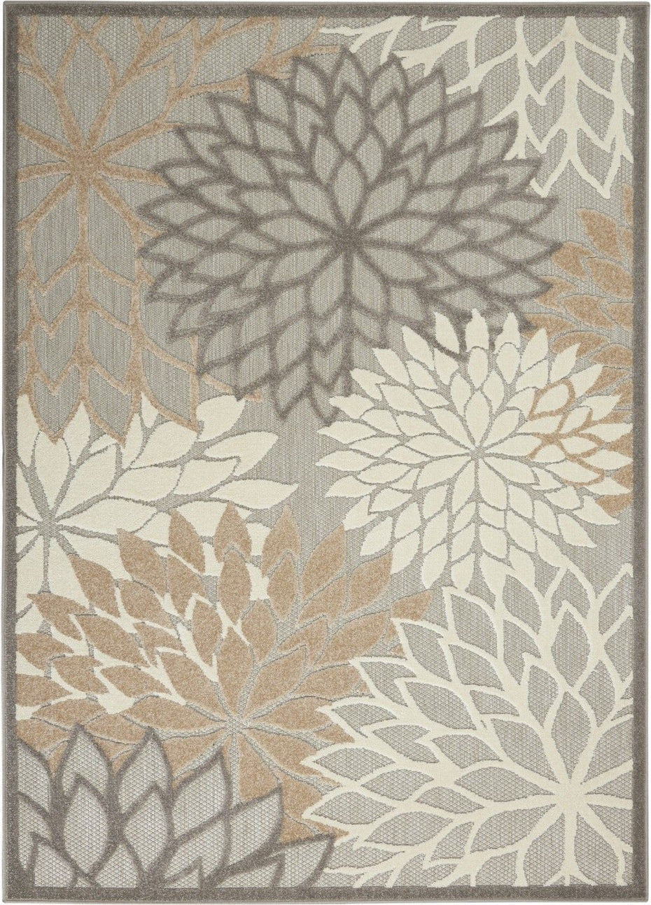 5' X 8' Outdoor / Indoor Area Rug - Gray / Ivory