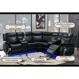 Jupiter - Leather Sectional - Black