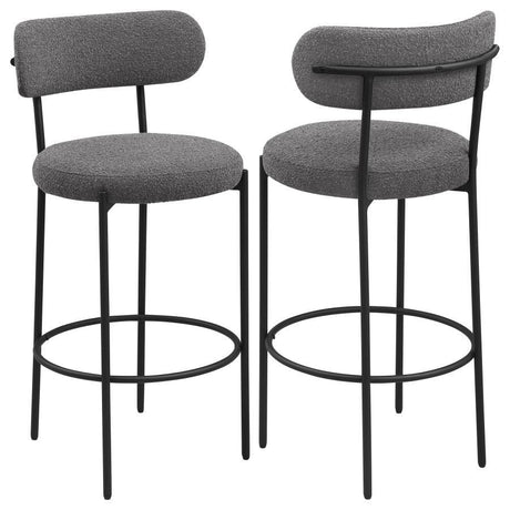 Viola - Boucle Upholstered Bar Stool (Set of 2) Dark Gray 20"W x 20"D x 41"H by Coaster Fine Furniture | Bel Furniture