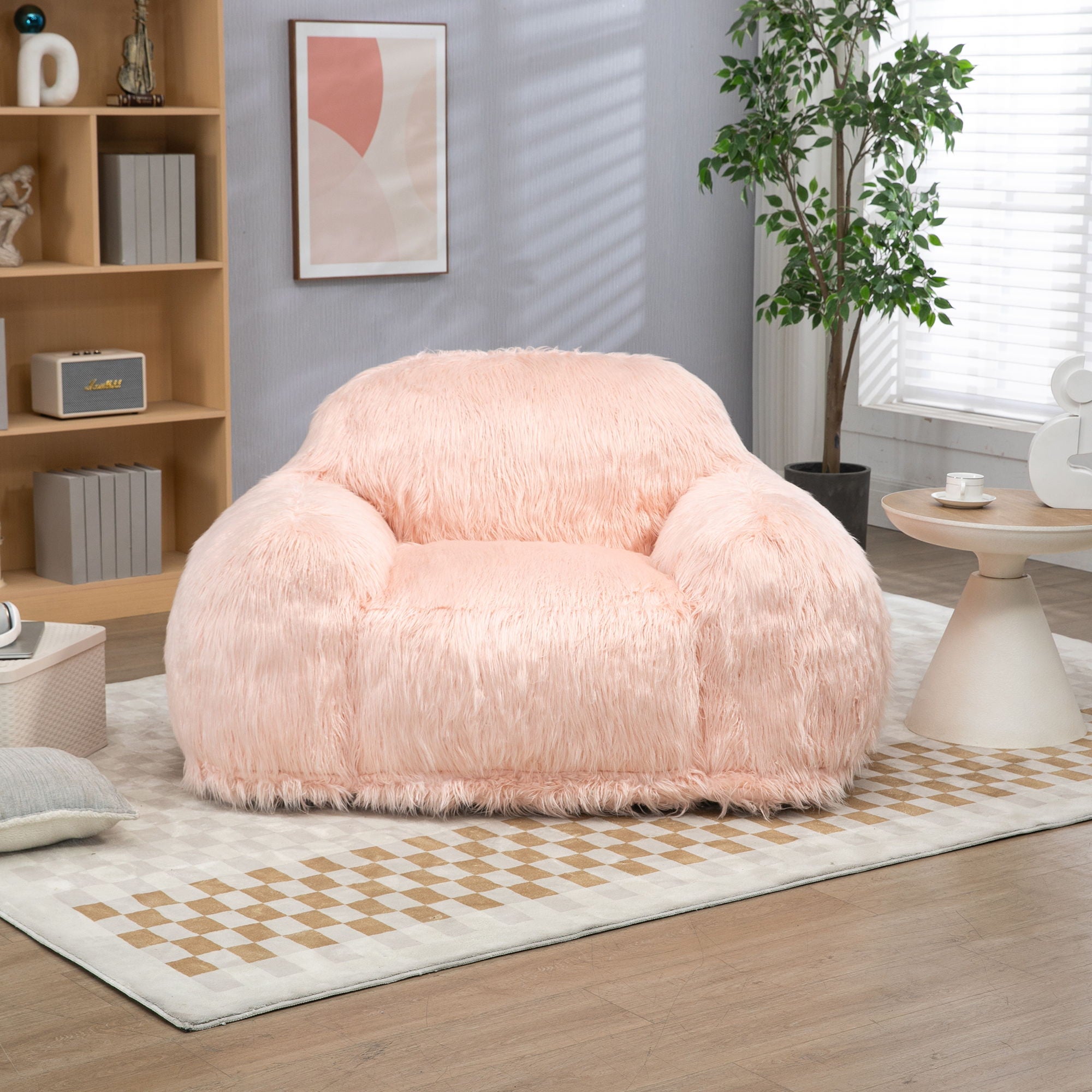 Bean Bag Chair Lazy Long Hair Sofa Bean Bag Chair Adult, Teen High Density Foam Filled Modern Focus Chair Comfortable Living Room, Bedroom Chair