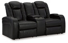 Caveman Den - Power Reclining Loveseat with Console/ Adj Hdrst - Midnight