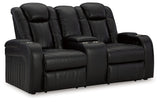 Caveman Den - Midnight - Power Reclining Loveseat with Console/ Adj Hdrst by Signature Design by Ashley® | Bel Furniture