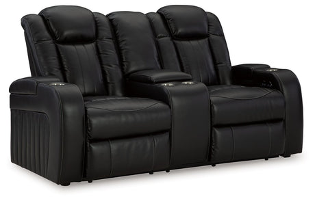 Caveman Den - Midnight - Power Reclining Loveseat with Console/ Adj Hdrst by Signature Design by Ashley® | Bel Furniture