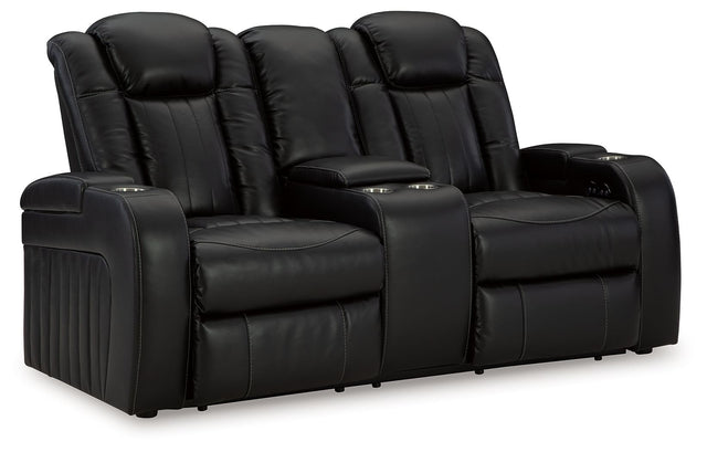 Caveman Den - Midnight - Power Reclining Loveseat with Console/ Adj Hdrst by Signature Design by Ashley® | Bel Furniture