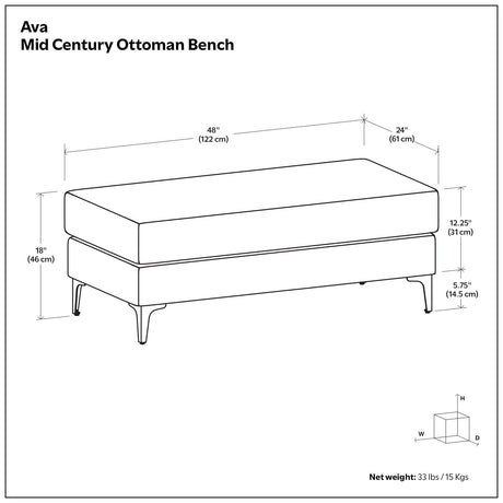 Ava - Versatile Mid Century Ottoman - view 13