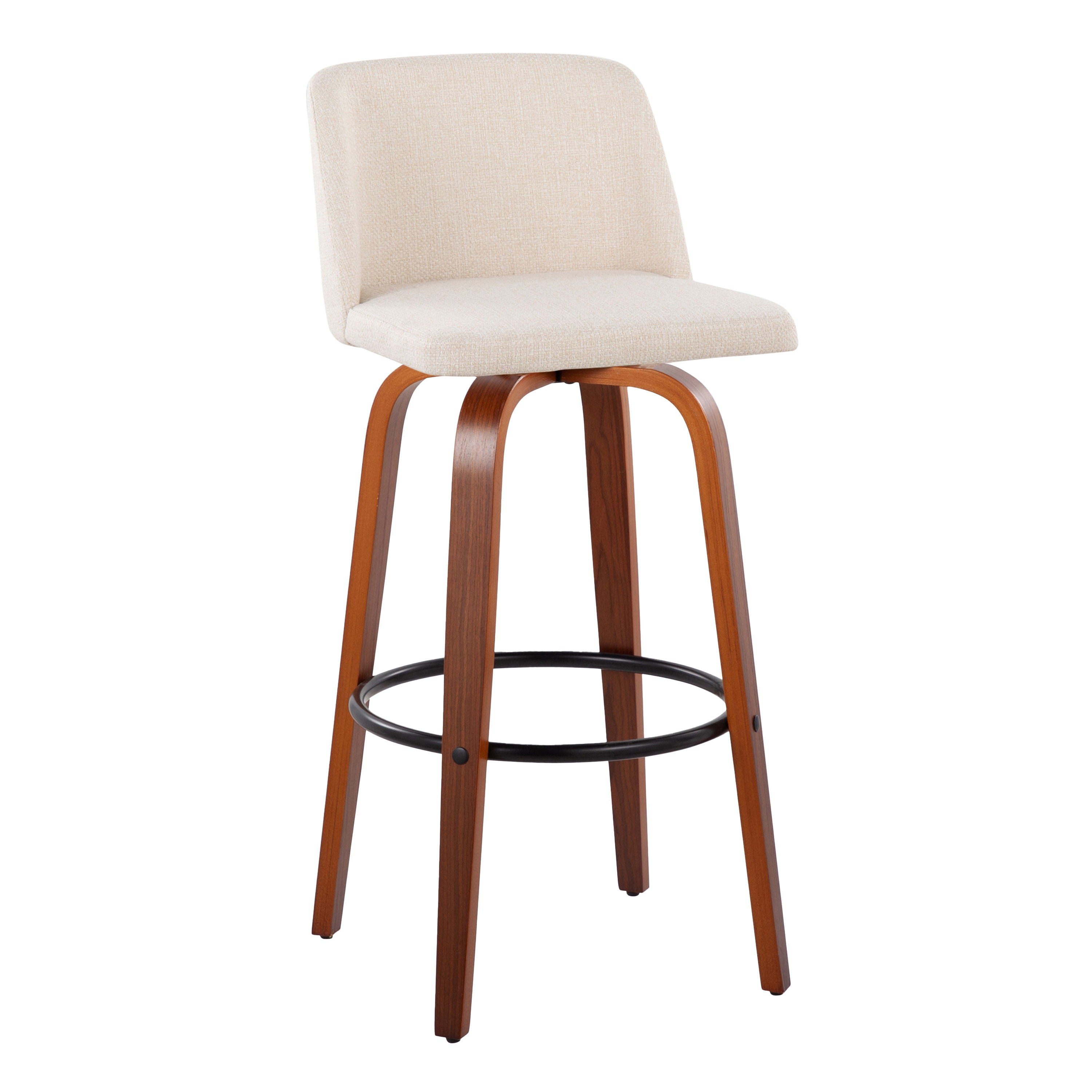 Toriano - Mid Century Modern Fixed Height Barstool Swivel And Round Footrest (Set of 2)