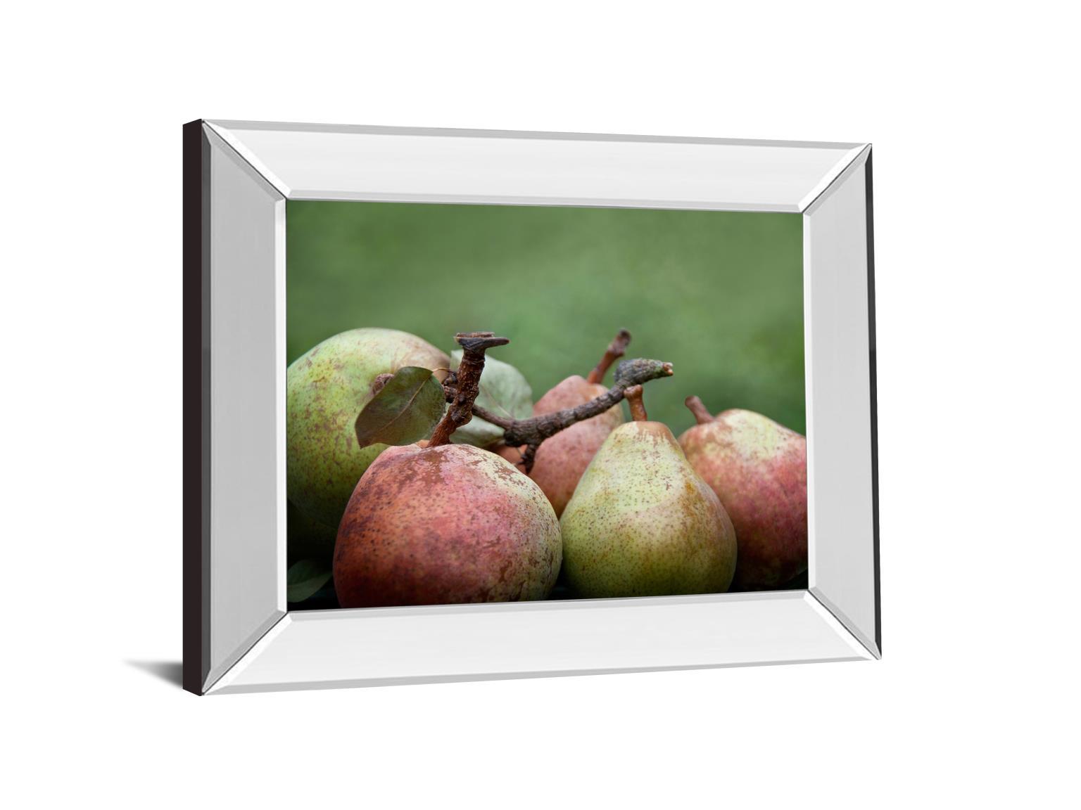 Comice Pear Il By Rachel Perry - Mirror Framed Print Wall Art - Green