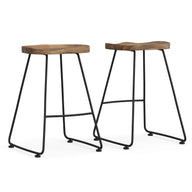 Amberly - Rustic Saddle Bar Stool (Set of 2) Light Brown 18.7"W x 16.5"D x 25"H by Simpli-Home | Bel Furniture