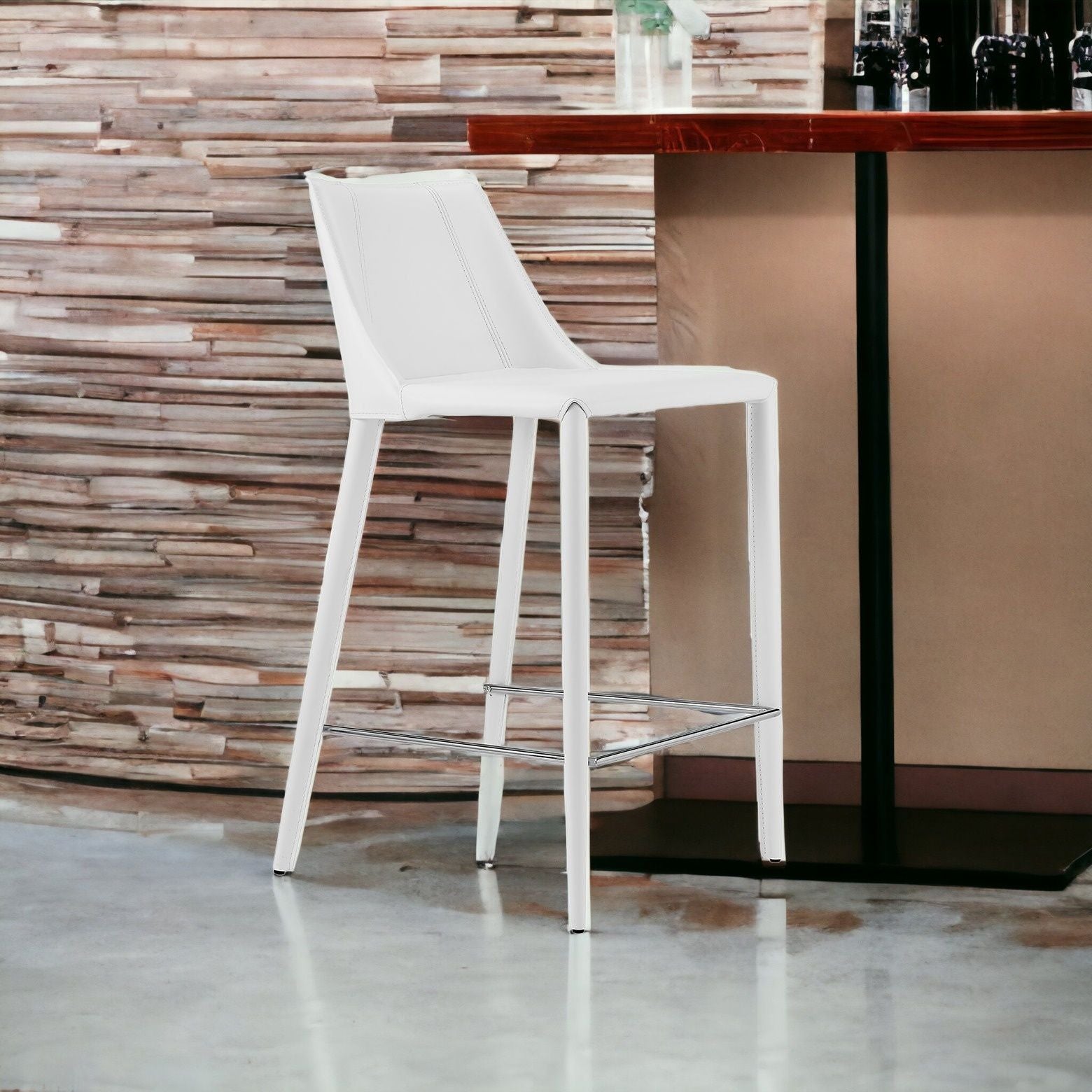 Steel Low Back Counter Height Bar Chair - White