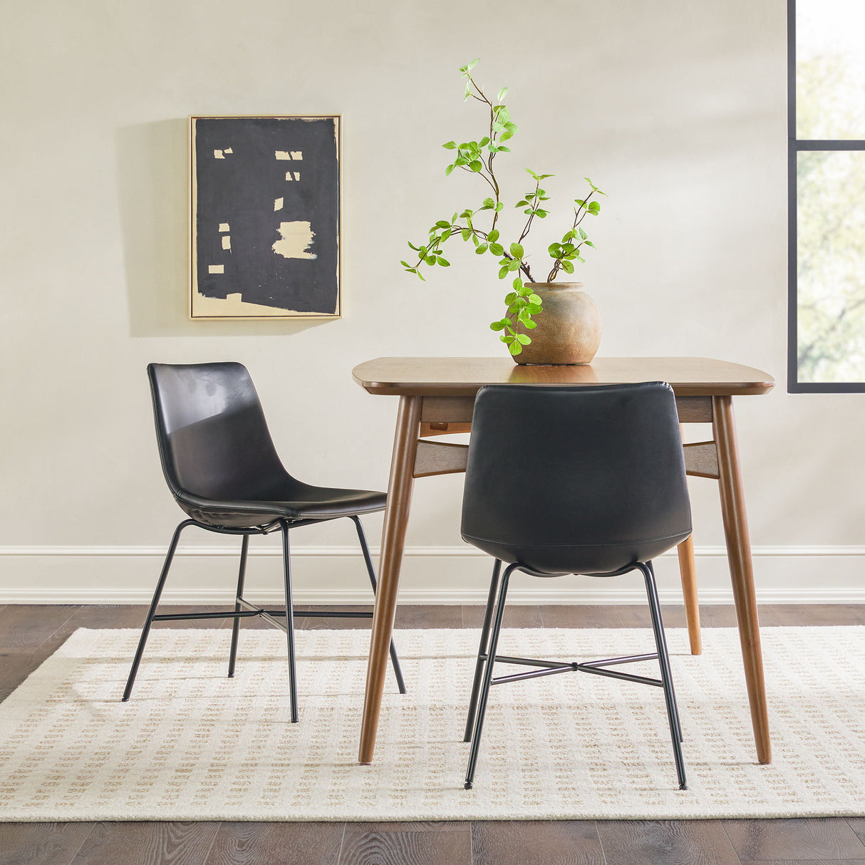 Modern Upholstered Dining Chair With Metal X Base (Set of 2) by Walker Edison | Bel Furniture