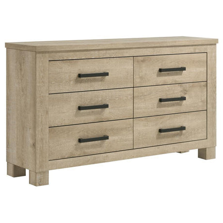 Oakglen - 6-Drawer Bedroom Dresser Light Brown Dressers by Coaster Fine Furniture | Bel Furniture